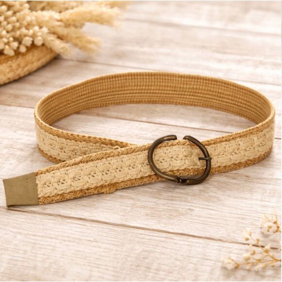 Vintage Salvatori Woven Macrame Belt Brass Buckle Two Tone Womens Sz 32